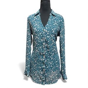 Candie’s Sheer Green Floral Blouse